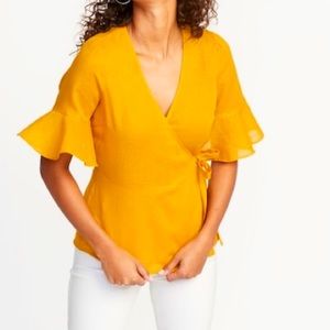 Wrap Front Linen Top